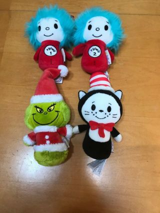 Hallmark Itty Bittys Dr.  Seuss Set Of 4 Thing 1 & 2,  Cat In The Hat & The Grinch