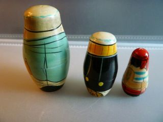 VINTAGE RUSSIAN CAPTAIN NESTING STACKING HAND PAINTED DOLLS 3 PIECE 3