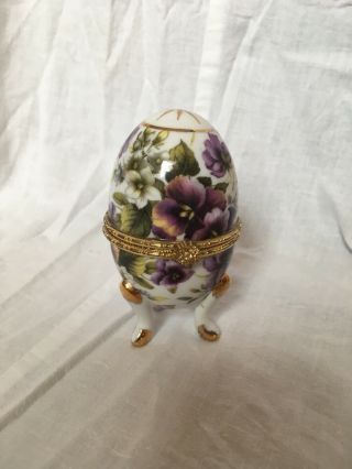 Formalities By Baum Bros Egg Shaped Ring Box And Trinket Box With Violets