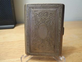 Antique Floral Business Card Trinket Box Silver Plate Over Bronze/brass Unique