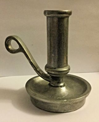 Vintage Pewter Candlestick Holder With Handle 5 " High By 5 " Wide