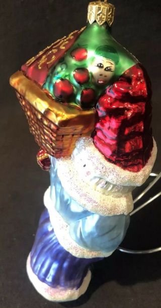 Christopher Radko Santa Holding Sack Bag Toys Tall Christmas Ornament 8 1/4 