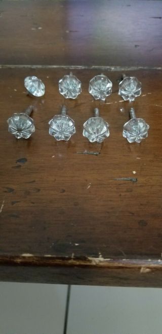 8 Vintage Glass Drawer Pulls/knobs
