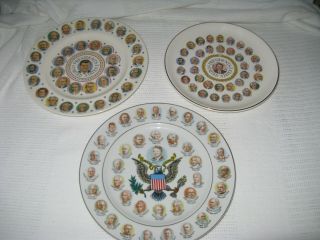 3 Vintage Plates Presidents Of The United States Kennedy Nixon Carter