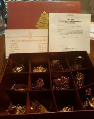 1996 Danbury Gold Plated Christmas Ornaments W/ Papers