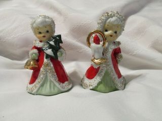 2 Vintage Lefton Christmas Angel Girl Bells