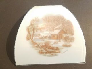 Currier And Ives A Home In The Wilderness Frosted Glass Panel From Canopy Light