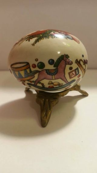 Porcelain Vintage Christmas Egg With Stand By The Egg Lady