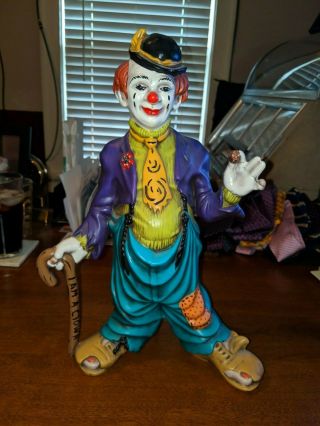 Vintage Hobo Clown Hand Painted Ceramic 15 1/2 " Tall