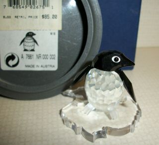 Swarovski Crystal " Madame Penguin " With Base And Box
