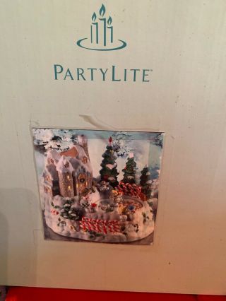 Partylite Christmas Village Skating Snowman Candle Holder Chalet Music Box