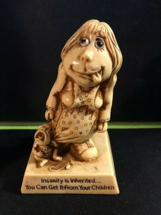 Russ Berrie & Co Sillisculpt Figurine 9223 Insanity Is Inherited Resin 1976 Usa