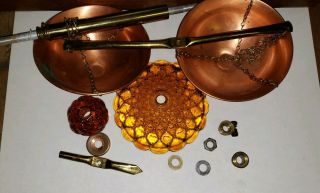 Vintage Princess House Amber Glass & Copper Decorative Scales of Justice Balance 2