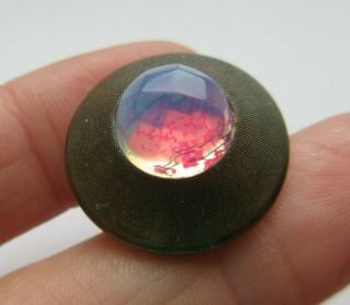 Gorgeous Antique Vtg Opalescent Glass In Metal Waistcoat Button 7/8 " (j)