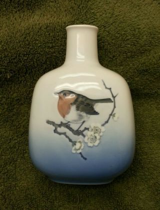 Old Blue Royal Copenhagen Art Pottery 4879 Figural Bird Vase Denmark