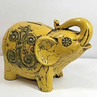 Fitz Floyd Elephant Piggy Bank Mid Century Mustard Japan Collector (h)