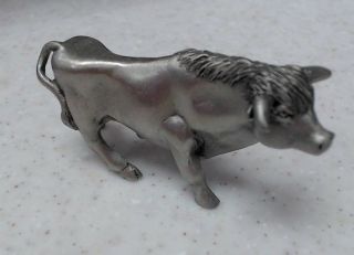 Solid Cast Iron Pewter Miniature Figurine Bull Cow Merril Lynch
