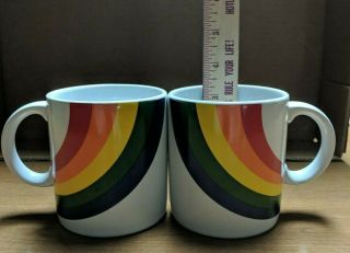 Vintage 1984 Rainbow Coffee Tea Beverage Mugs F.  T.  D.  A.  Made In Korea