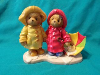 Cherished Teddies Bear Figurine Joey Lindsey Weather Any Storm Raincoat Umbrella