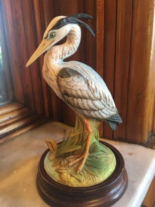 Great Blue Heron Figurine Andrea By Sadek 9342 Statue Wildlife Bird W Stand