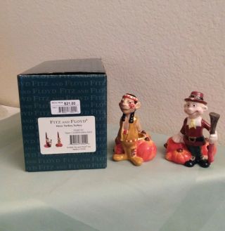Fitz And Floyd " Here Turkey,  Turkey " Candle Holders