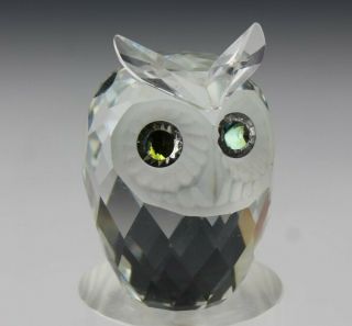 Retired Signed Swarovski Austrian Crystal Large Owl 7636 Art Glass Figurine Sms