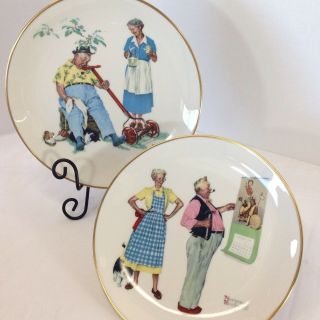 Norman Rockwell Collector Plates Vtg Tender Yrs Grandparent Senior Gorham China