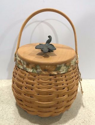 Longaberger 2001 Autumn Basket With Lid And Pumpkin Fabric Liner