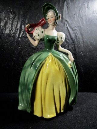 Goebel Ff118 Southern Belle Porcelain Figurine Lady In Green & Yellow Dress