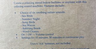 AVON Sound Machine Battery Operated TIMER Song Birds Sea Waves Wind Chimes 5