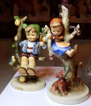 Hummel Adorable Girl In A Tree With A Dog 36v,  Apple Tree Boy 142/1