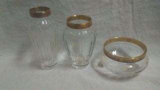Lenox Autumn Crystal Bowl,  Wide Vase And Tall Vase With Gold Trim 86 - 01