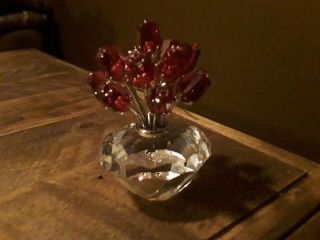 Swarovski Crystal Vase Of Red Roses 15 Year Anniversary (retired)