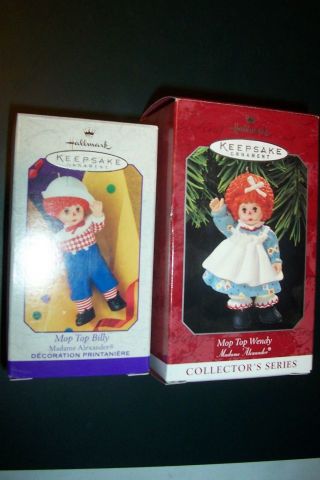Madame Alexander “ Mop Top Billy And Wendy” Hallmark Ornaments