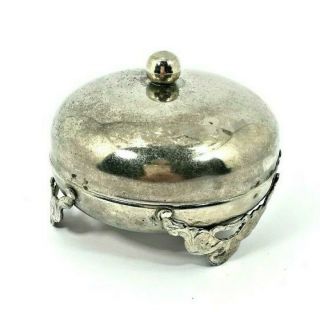 Little Silver Plated Vintage Ring Box,  Retro Trinket Box,  Small Jewelry Box