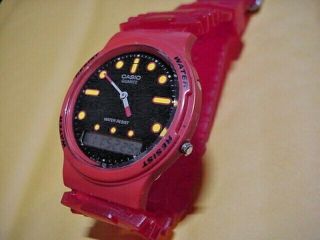 Vintage Casio Chronograph Alarm Analog Digital Men Watch 304 Aq - 38 Galatasaray