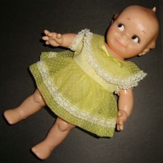 Vintage 11 " Cameo Kewpie Doll Signed Jlk Yellow Dress And Panties