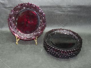 Vintage Avon Cape Cod Ruby Red 1876 Dessert Plates 7 - 1/2 " Set Of 9