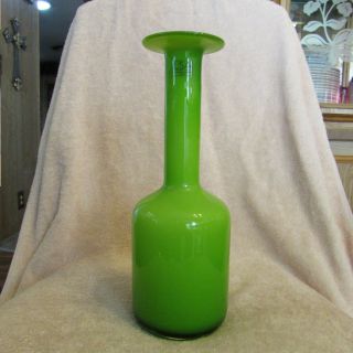 Lsa International Green & Milk Glass Vase Handcrafted & Mouth Blown In Poland