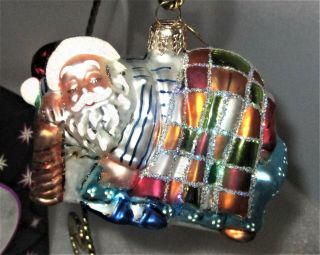 Radko Santa Claus Sleeping In Bed Teddy Bear Slippers Christmas Ornament,  Box