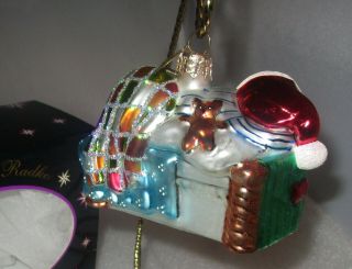 Radko Santa Claus Sleeping in Bed Teddy Bear Slippers Christmas Ornament,  Box 2