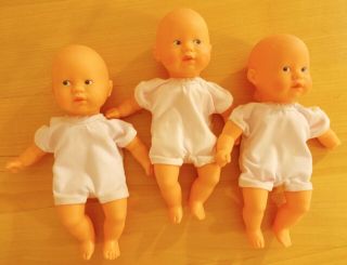 Corolle Vintage Mini - Calin 8” Baby Dolls With Blue Eyes X 3 Imperfect