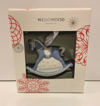 Wedgwood Blue My First Christmas 2016 Rocking Horse Babys 1st Christmas Ornament