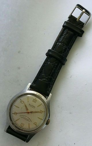 Vintage Eloga hand winding stainless steel boy size mens watch with red seconds 2