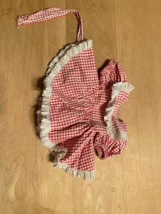 Sweet Vintage Red/white Checked Doll Dress W/ Attached Panties For Vintage Doll