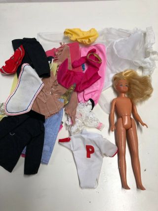 Vintage Barbie Sun Gold Malibu Skipper Doll And Random Clothing E