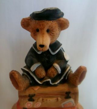 1998 Roman Inc Sitting Pretty Bear Porcelain Trinket Box by Gray Talbott Boassy 2