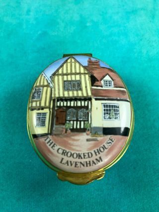 Crummles England Enamel Trinket Box " The Crooked House,  Lavenham ",  Charming