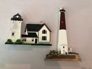 Shelia’s Collectibles “stage Harbor Lighthouse” Signed,  “barnegat Lightouse” Set