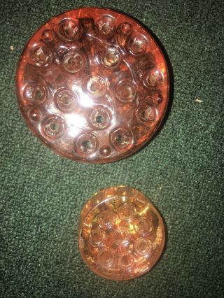 Flower Frogs/Flower Holder Pink Glass 16 Hole & 8 Hole Depression Era Antique 2